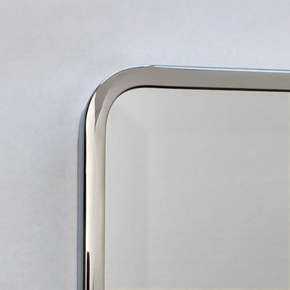 16x26 Austin Farmhouse Metal Framed Rounded Rectangle Recessed Bathroom Medicine Cabinet, Beveled Mirror, 14x24 in-Wall Opening, powder-coated Steel, Adjustable Glass Shelves, Magnet Close, Chrome