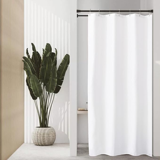 Felisa Stall Fabric Shower Curtain Liner with Large Magnets,36 x 72 inches Soft Cloth & Hotel Quality Shower Stall Curtain for Bathroom,Small Narrow Size Shower Curtain,White