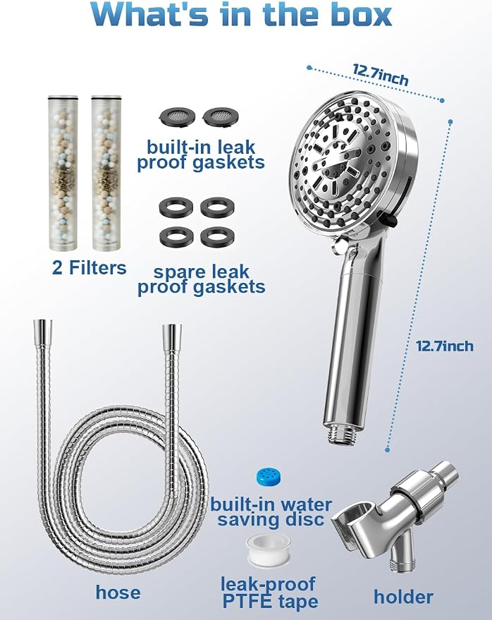Shower Head, Filter Showerhead with Handheld, High Pressure Shower Head with 11 Functions, Silver SSK790CP