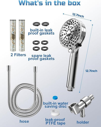 Shower Head, Filter Showerhead with Handheld, High Pressure Shower Head with 11 Functions, Silver SSK790CP