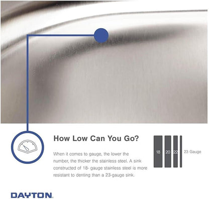 Dayton DD233223 Equal Double Bowl Drop-in Stainless Steel Sink