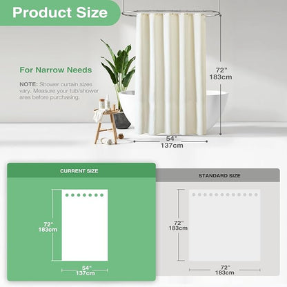 Stall Waffle Shower Curtain 256 GSM Heavy Fabric 54x72 Cream/Ivory | 54 Inch Wide, Thick Cloth, Weighted Hem, Water Repellent, Hotel Luxury Polyester Shower Curtain Set for Bathroom 10 Hooks