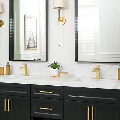 Brushed Gold Waterfall Bathroom Faucet - ARCORA Single Handle Bathroom Sink Faucet Mixer Tap Lavatory Vanity Sink Faucet with Deck Plate and Pop Up Drain, 1 or 3 Hole