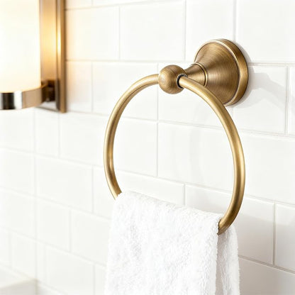 2 Pieces Antique Hand Towel Holder and Toilet Paper Holder Set, Brass Towel Ring, Tissue Roll Hanger, Retro Brass Hand Towels Ring, Wall Mount Bathroom Hardware