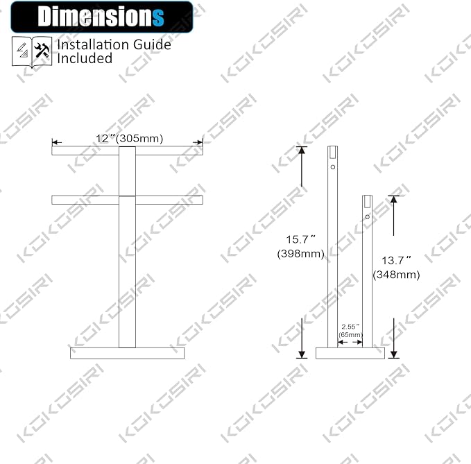 KOKOSIRI Hand Towel Bars Matte Black Towel Racks with Marble Base for Bathroom Kitchen Vanity Countertop, Stainless Steel 15.7'' Height THS0001-SM-BK