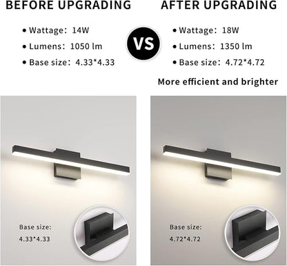 Joossnwell LED Bathroom Vanity Lighting Fixture Over Mirror Black 23.6 Inch | Morden Bathroom Light Fixtures Bath Vanity Light Bar Wall Sconce 18W 4000K