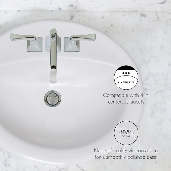 Design House 583203-WHT Traditional Simple Oval Drop-In Sink 20x17 Single Basin in White