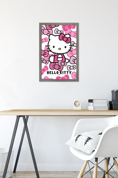 Trends International Hello Kitty - Bows Wall Poster, 14.725" x 22.375", Barnwood Framed Version