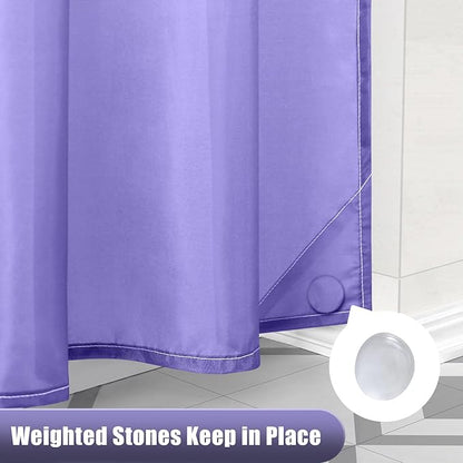 OLANLY Luxury Lavender and White Ombre Shower Curtain Sets with 12 Hooks, Waterproof and Washable Decorative Shower Curtains for Bathroom, 72x72 Inches