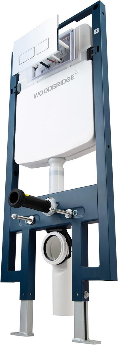 WOODBRIDGE In-Wall Toilet Tank with Polished Chrome Actuator Plate, 0.8 GPF/1.60 GPF Dual Flush,Carrier System for 2 x 4 stud installation, WHTA001