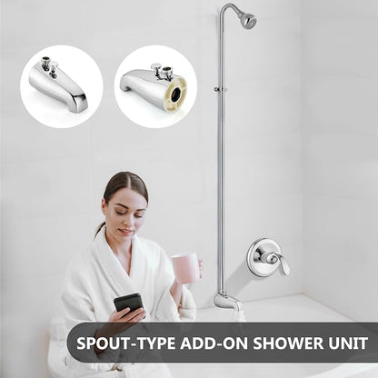 Tub Shower Conversion Kit with Riser and Shower Head, Polished Chrome | 70-Inch SUS304 Shower Riser, 360° Swivel Head, Diverter Tub Spout, Wall Mount