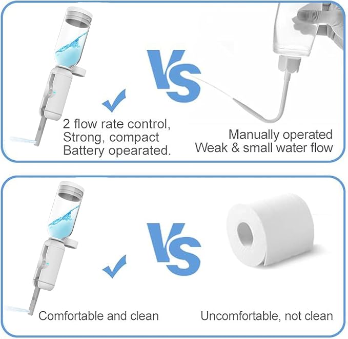 Portable Bidet for Travel, 500ml Travel Bidet, Bidet Sprayer with Peri Bottle for Women/Man, Handheld, Rechargeable Electric Bidet High Pressure, Douche Bottle for Postpartum, Hemorrhoid (White)