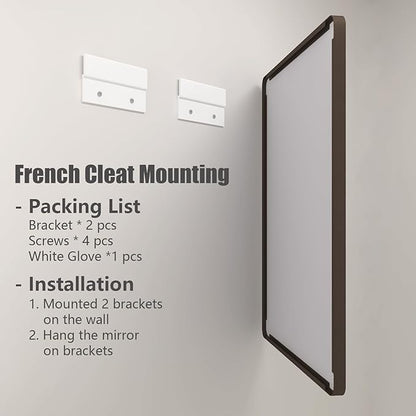 60x36 Bronze Bathroom Vanity Mirror for Wall, Large Bronze Frame Mirror with Brushed Metal Frame, Rounded Rectangle Mirror, Shatterproof, Anti-Rust (Horizontal/Vertical)