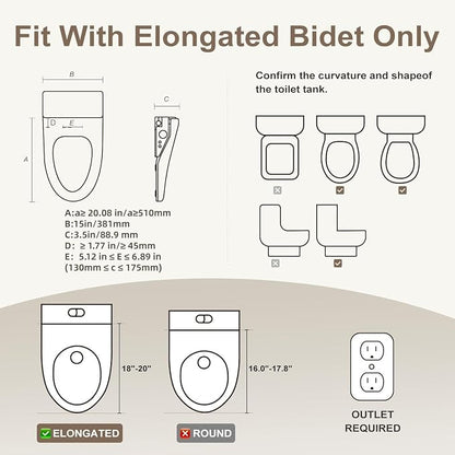 LOUPUSUO Electric Bidet Toilet Seat with Instant Warm Water Elongated | Heated Toilet Seat with Soft Closed Lid,Multiple Cleaning Modes,Warm Air Dryer,Soft Closed Lid, Saved User Settings