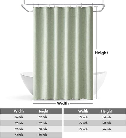 MIULEE 72 x 96 Extra Long Linen Shower Curtain Sage Green 12 Metal Hooks | Modern, Heavy Duty, Fabric Shower Curtain Set, Waterproof Thick Cloth Shower Curtains, Bathroom Hotel Bathtub, Washable