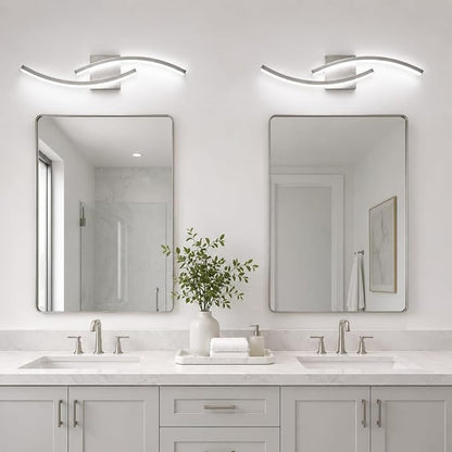 23.62 inch Modern Bathroom Vanity Light Brushed Nickel Lights Fixtures 5500K Led Bathroom Light Fixture Over Mirror Modern Wall lamp for Cabinet Hallway,2 Packs