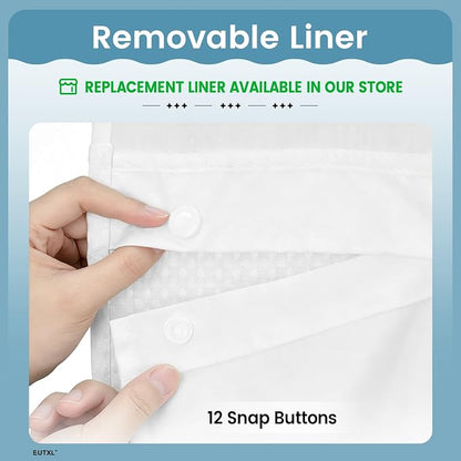 EUTXL Extra Thick 256GSM Waffle Weave Shower Curtain with Snap-in Liner, Heavy Duty Hotel Style Bath Curtain Set, Luxury Weighted Fabric, 71 x 74, White