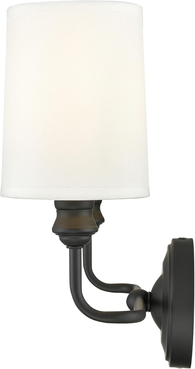 ML Lighting | Leena Collection | 99802-MB | Indoor 2 Light Vanity in Matte Black with White Fabric Shade | Elegant and Versatile Design for Any Bathroom