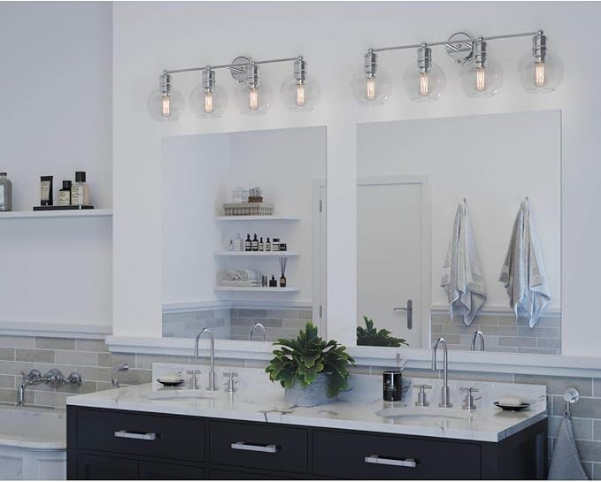Progress Lighting P300052-104 Hansford Bath & Vanity, 4 Light, Polished Nickel