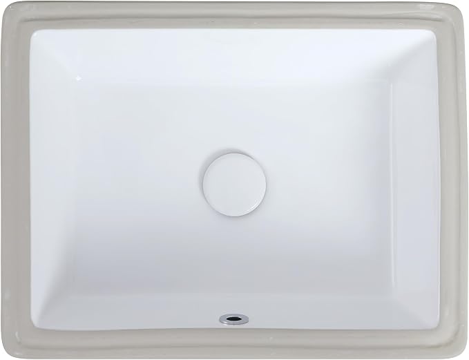 ADA Sanitary Ware Undermount Bathroom Sink - 18 7/8" White Rectangle Flat-bottomed Vessel Sink Porcelain Ceramic Lavatory Vanity Drop In Washroom Basin Sink