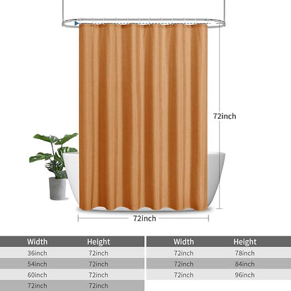 Waterproof Fabric Shower Curtain,No Liner Needed,72x72,Orange | 2-in-1 Design,Linen Textured,100% Waterproof TPU-Laminated Backing,Magnetic Weighted,Machine Washable,For Bathroom,Hotel