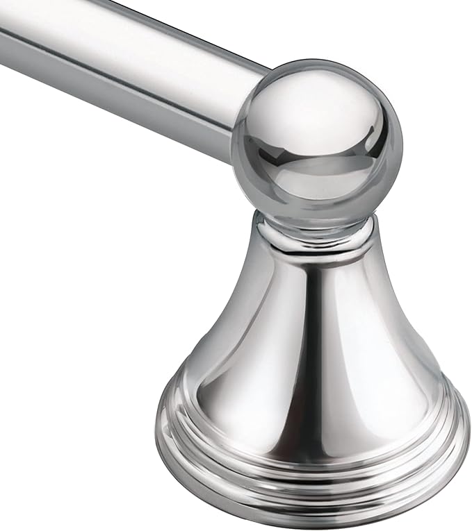 Moen Preston Collection Chrome 24-Inch Single Bathroom Towel Bar, Wall Mounted Hanger for Bath or Kitchen, DN8424CH
