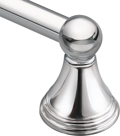 Moen Preston Collection Chrome 24-Inch Single Bathroom Towel Bar, Wall Mounted Hanger for Bath or Kitchen, DN8424CH
