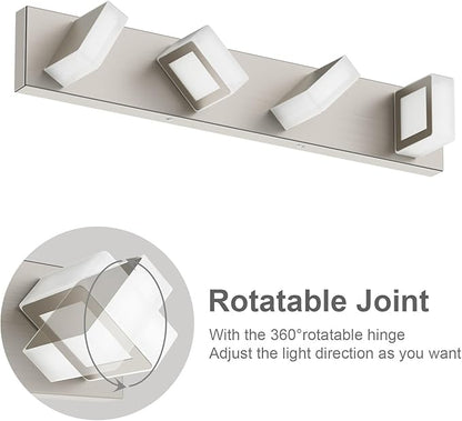 Ralbay Brushed Nickel Vanity Light for Bathroom Metal Acrylic Modern LED Bathroom Light Fixtures Over Mirror