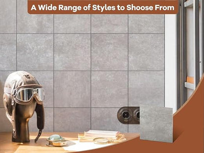W&S 1-Sheet Peel and Stick Floor Tile, Warm Grey Stick on Backplash for Kitchen,Self Adhesive Faux Stone Wall Tile for Living Room,Bathroom,Bedroom, Thicker Waterproof