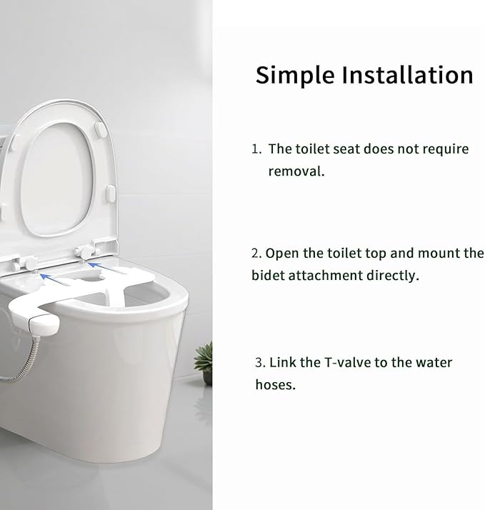 Bidet Attachment,Non-Electric Ultra-Slim Bidet Attachment for Toilet Seat,Adjustable Water Pressure,Compatible with various Toilet Types, Easy to Install