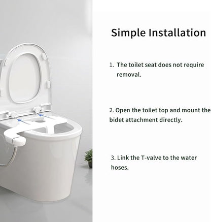 Bidet Attachment,Non-Electric Ultra-Slim Bidet Attachment for Toilet Seat,Adjustable Water Pressure,Compatible with various Toilet Types, Easy to Install