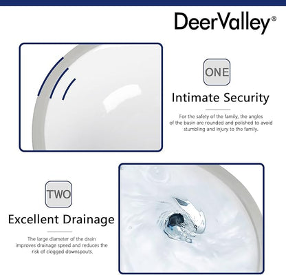 Bathroom Sink, DeerValley DV-1U303 Symmetry 18" X 15" Undermount Bathroom Sink Oval Bathroom Vanity Sink White Ceramic Vessel Sinks with Overflow Hole