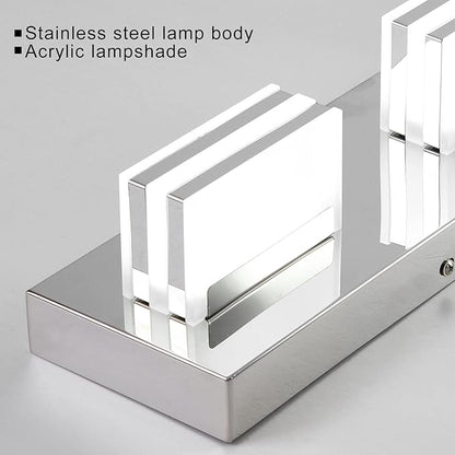 LED Vanity Light Bar 2 light Bathroom Mirror Light Fixtures Modern 12W Bath Lamps Over Mirror 14 Inch Bathroom Wall Lighting Fixtures Chrome Restroom Lights Fixtures over Sink Acrylic Vanity Sconces