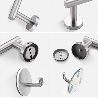 8 Pieces Bathroom Towel Rack Set, Includes 2PCS 23.6 inch Towel bar, 2PCStowel Hook, 2 PCS Towel Ring, 2PCS Toilet Paper Holder-Brushed Nickel Bathroom Accessories Sets