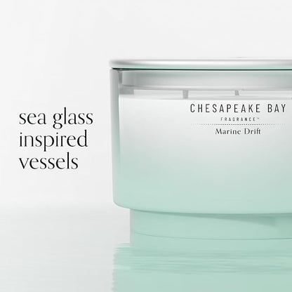 Chesapeake Bay, 14.5oz Marine Drift Scented Candle, Mood Evoking Fragrance, Sea Glass-Inspired Jar, Premium Soy Blend Wax with Essential Oils, Coastal Fragrance for Home Décor or Gifting