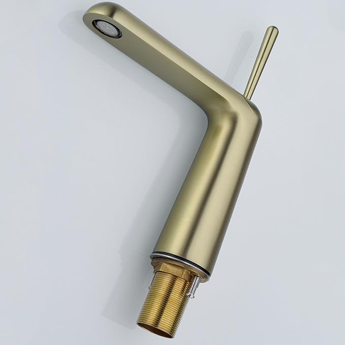 Faucet for Bathroom Sink Single Handle Brass Bathroom Water Faucet Single Hole Brushed Gold