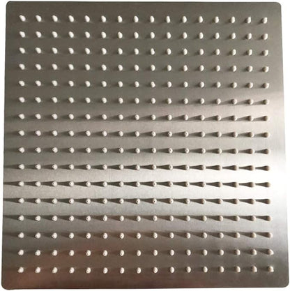 12" Rain Shower Head High Pressure Rainfall Shower Head Brushed Nickel | Square Rain Bathroom Showerhead, High Flow, Large Stainless Steel, Ceiling Mounted, Wall Mounted, Waterfall Full Body