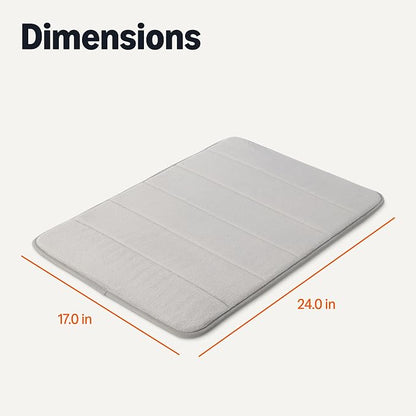 Amazon Basics Absorbent & Fast Dry Plush Memory Foam Bath Mat, Non-Slip Backing, 17 x 24 in, Light Gray