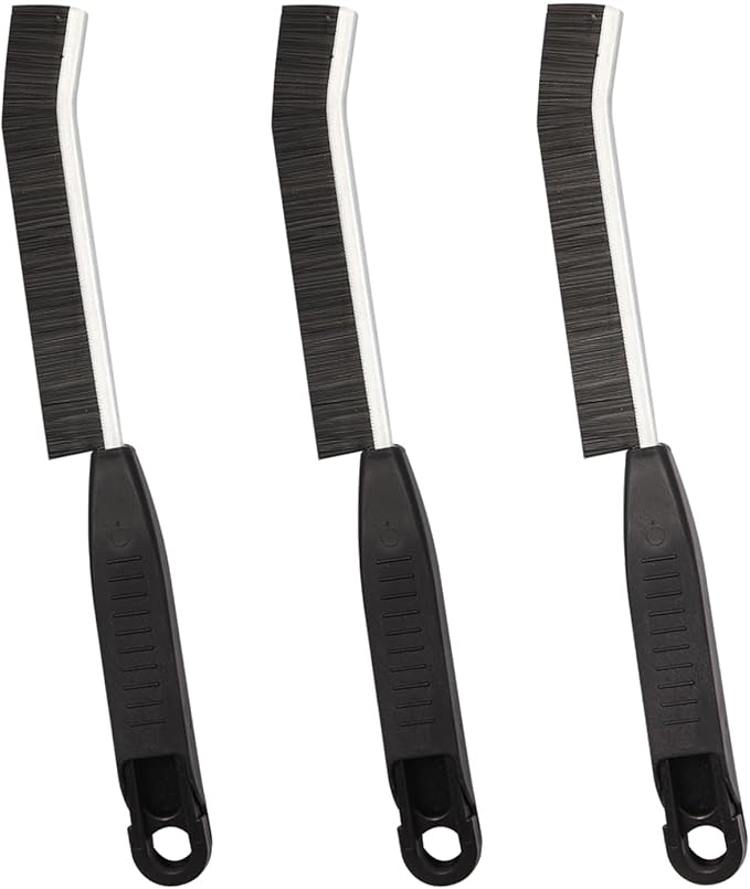 Hard Bristle Crevice Cleaning Brush,Grout Cleaner Brush,Scrub Brushes for Tile Floor,Gap Cleaning Supplies with Clip for Bathtub,Shower,Kitchen,Home Essentials,Gi-ft for Women Men(3PCS Frosted Black)
