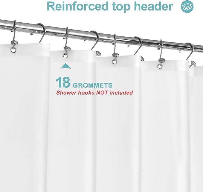 Mrs Awesome Extra Wide Frosted Shower Curtain Liner with 8 Magnets 108x72 | 18 Rustproof Grommets,Waterproof Lightweight PEVA,108W x 72H Shower Liner for Claw Foot Bathtub or Curved Rod