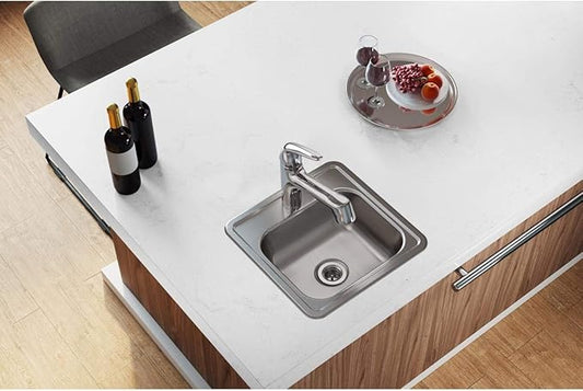 Elkay D115151 Dayton Single Bowl Drop-in Stainless Steel Bar Sink 15 x 15 with 2" Drain Hole
