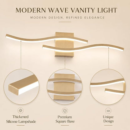 Modern Vanity Lights Dimmable Bathroom Light Fixtures Over Mirror Bathroom LED Vanity Light for Bathroom Living Room (Gold,31.5Inch)