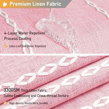 BTTN Blush Boho Farmhouse Linen Heavy Duty Cloth Shower Curtain Set, 72x72