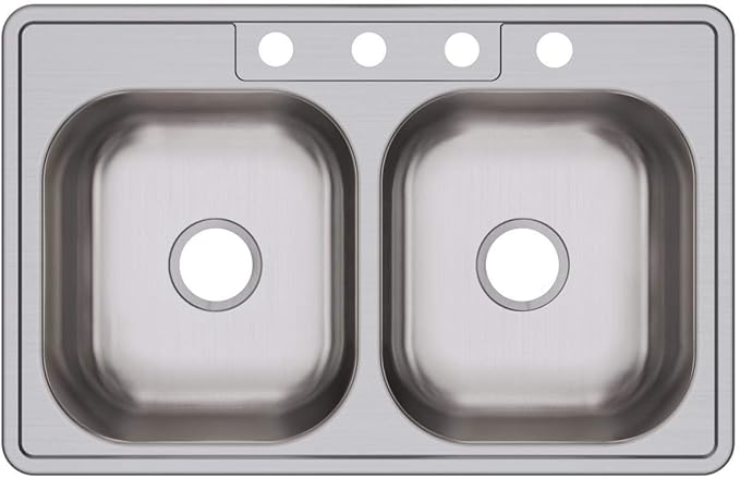 Dayton D233214 Equal Double Bowl Top Mount Stainless Steel Sink