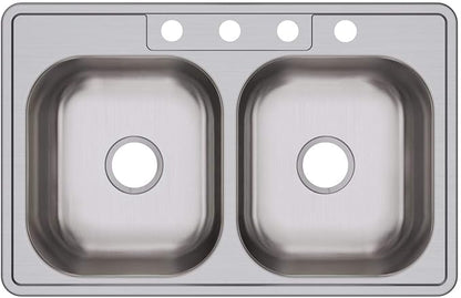 Dayton D233214 Equal Double Bowl Top Mount Stainless Steel Sink