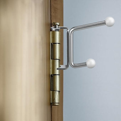 Novabright 2 Pack Door Hinge Hanger Hook Behind Door Towel Rack Double Hook Doors Towel Bar Holder Hinge Mounted for Compact Spaces, Small Bathrooms, and Bedroom (Silver)