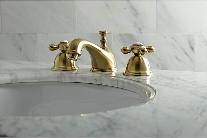 Kingston Brass KS3967AX 8 in. Widespread Bathroom Faucet, Brushed Brass
