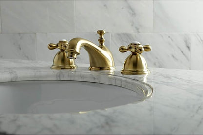 Kingston Brass KS3967AX 8 in. Widespread Bathroom Faucet, Brushed Brass