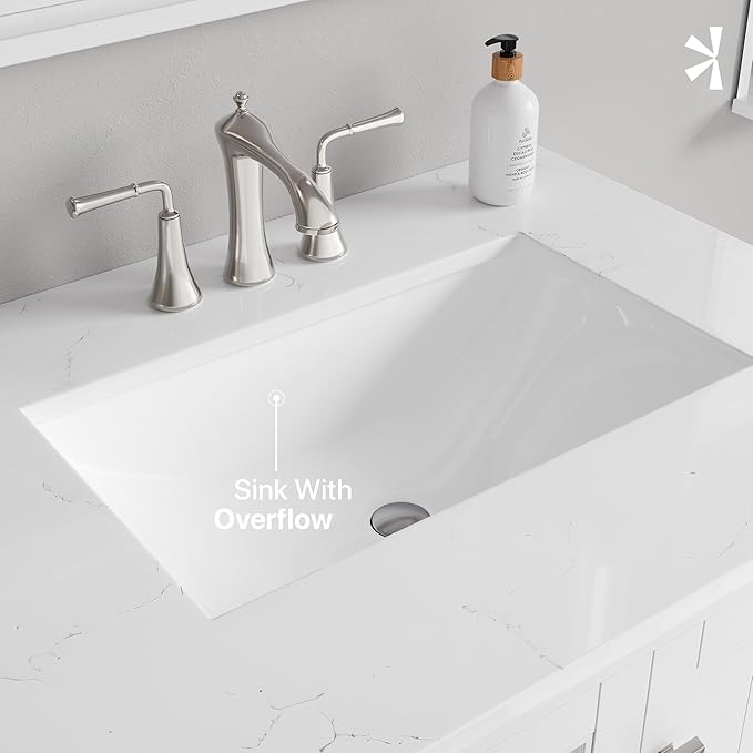 Eviva Britney 30 in. White Single Sink Bath Vanity with Carrara Quartz Top and Undermount Porcelain Sink