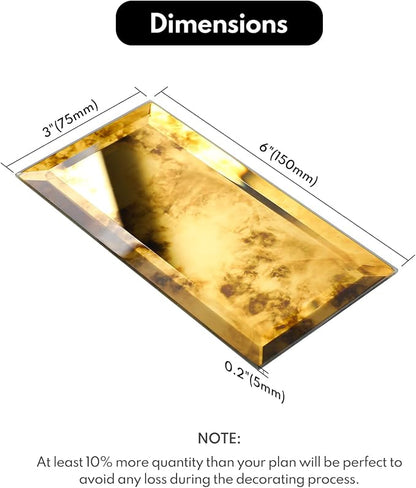 Peel and Stick Beveled Gold Antique Mirror Tile 3x6 Inch 40 Packs | Subway Mirror Glass Backsplash for Kitchen Bathroom Wall
